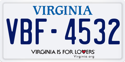 VA license plate VBF4532