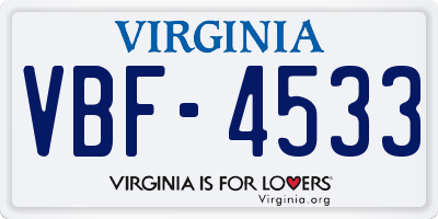 VA license plate VBF4533