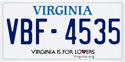 VA license plate VBF4535