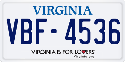 VA license plate VBF4536