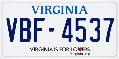 VA license plate VBF4537