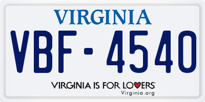 VA license plate VBF4540