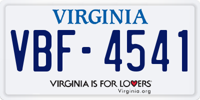 VA license plate VBF4541