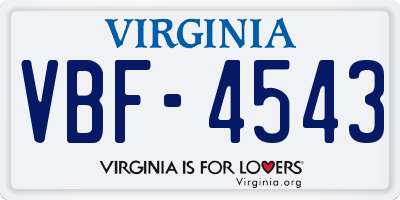 VA license plate VBF4543