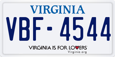 VA license plate VBF4544