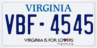 VA license plate VBF4545