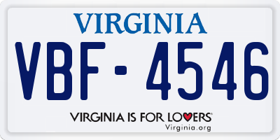 VA license plate VBF4546