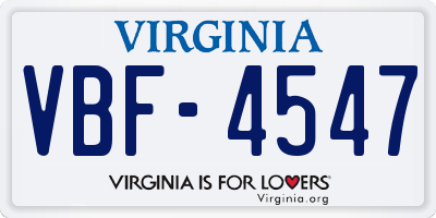 VA license plate VBF4547