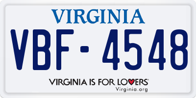 VA license plate VBF4548