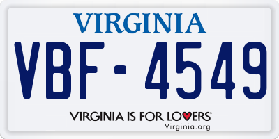 VA license plate VBF4549