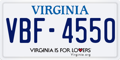 VA license plate VBF4550
