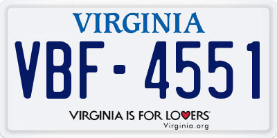 VA license plate VBF4551