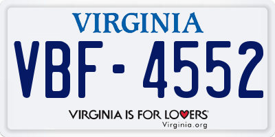 VA license plate VBF4552