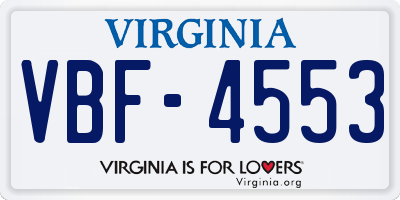 VA license plate VBF4553