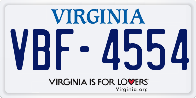 VA license plate VBF4554