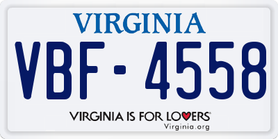 VA license plate VBF4558