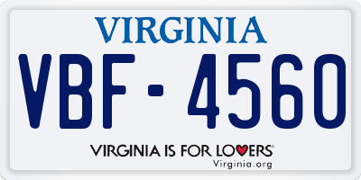 VA license plate VBF4560