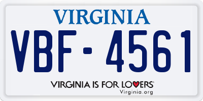 VA license plate VBF4561