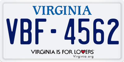 VA license plate VBF4562