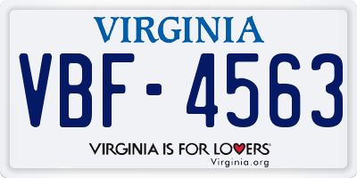 VA license plate VBF4563