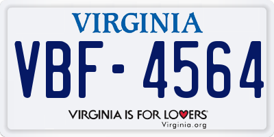 VA license plate VBF4564