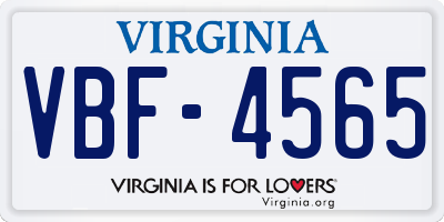 VA license plate VBF4565