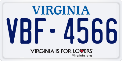 VA license plate VBF4566