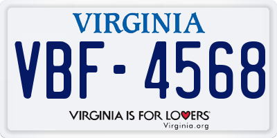 VA license plate VBF4568