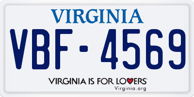 VA license plate VBF4569