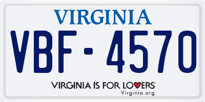 VA license plate VBF4570