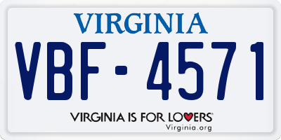 VA license plate VBF4571
