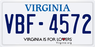 VA license plate VBF4572