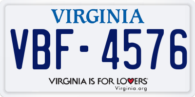 VA license plate VBF4576