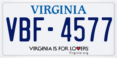 VA license plate VBF4577