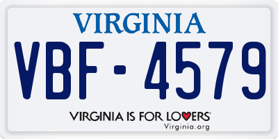 VA license plate VBF4579