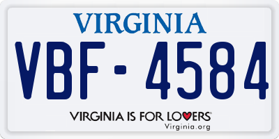 VA license plate VBF4584