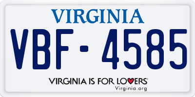 VA license plate VBF4585