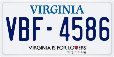 VA license plate VBF4586