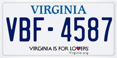 VA license plate VBF4587