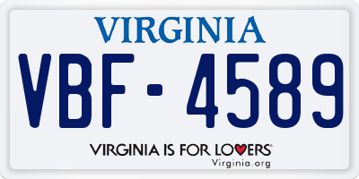 VA license plate VBF4589