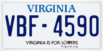 VA license plate VBF4590