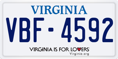 VA license plate VBF4592