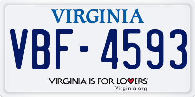 VA license plate VBF4593