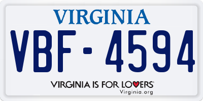 VA license plate VBF4594