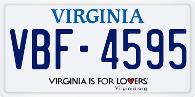 VA license plate VBF4595