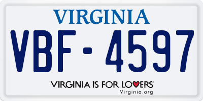 VA license plate VBF4597