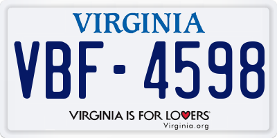 VA license plate VBF4598