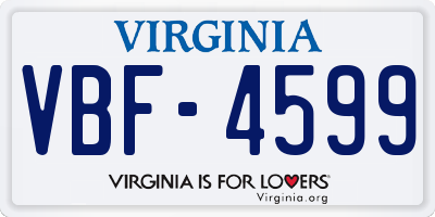 VA license plate VBF4599