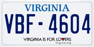 VA license plate VBF4604