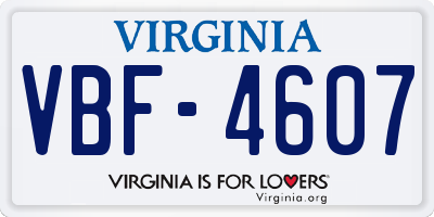 VA license plate VBF4607